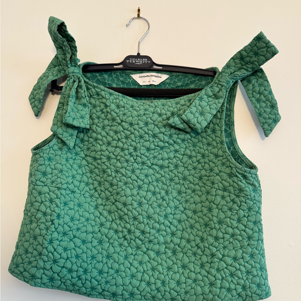Compania Fantastica Green Quilted Bow Crop Top (worn once!)